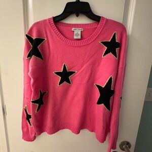 Sweet Romeo Pink Sweater with Black Stars